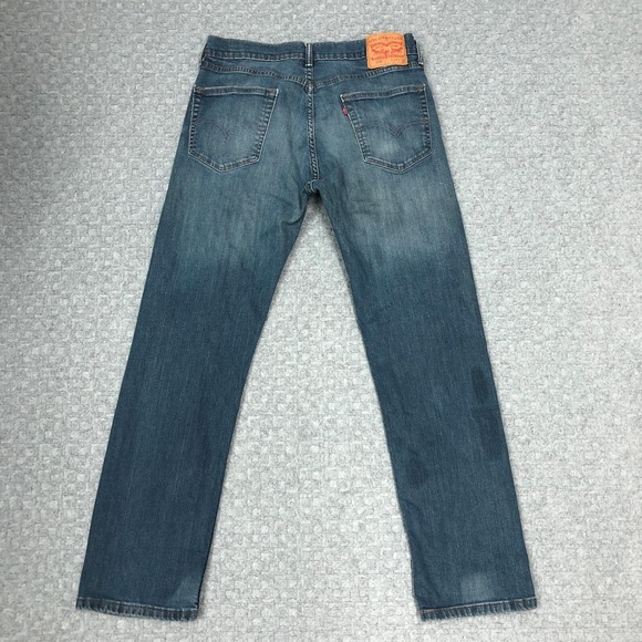 Levis 505 Jeans Mens 34x32 Blue Denim Straight Leg Stretch Medium Wash Classic - Picture 2 of 16